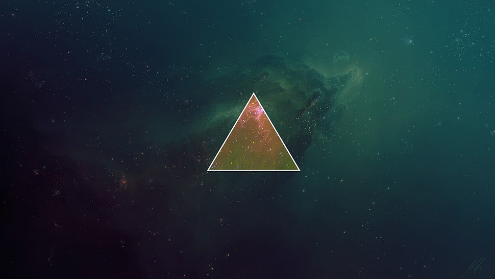 green and red triangle print surface HD wallpaper