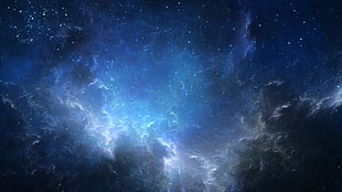 white clouds and blue sky digital wallpaper, stars, space, galaxy, nebula