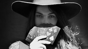 woman showing playing cards HD wallpaper