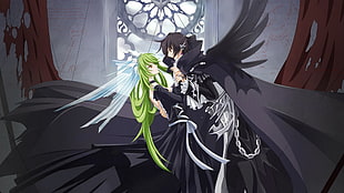 illustration of Lelouch and CC, Code Geass, Lamperouge Lelouch, C.C.