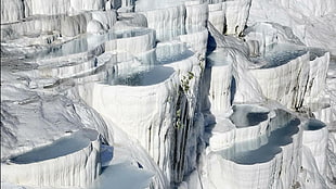 ice glaciers, landscape, Pamukkale HD wallpaper