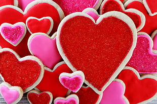 red and pink heart decor lot HD wallpaper