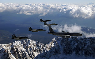 five black fighter jets