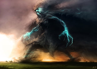 black thunder with electric graphic artwork HD wallpaper