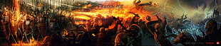 Dragon Age illustration, Dragon Age: Origins, Dragon Age, triple screen, video games HD wallpaper