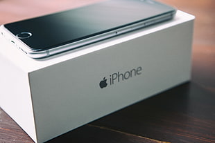 space gray iPhone 6 on box