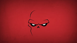 red and black character digital wallpaper, Marvel Comics, Red Skull, villains, minimalism
