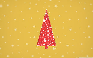 red and white snowflake Christmas tree illustration, Christmas Tree, minimalism, snow HD wallpaper