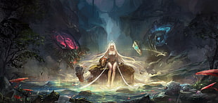 white haired female illustration, League of Legends, Janna (League of Legends), fantasy art