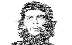 painting of man, Che Guevara, revolutionary, typographic portraits, typography