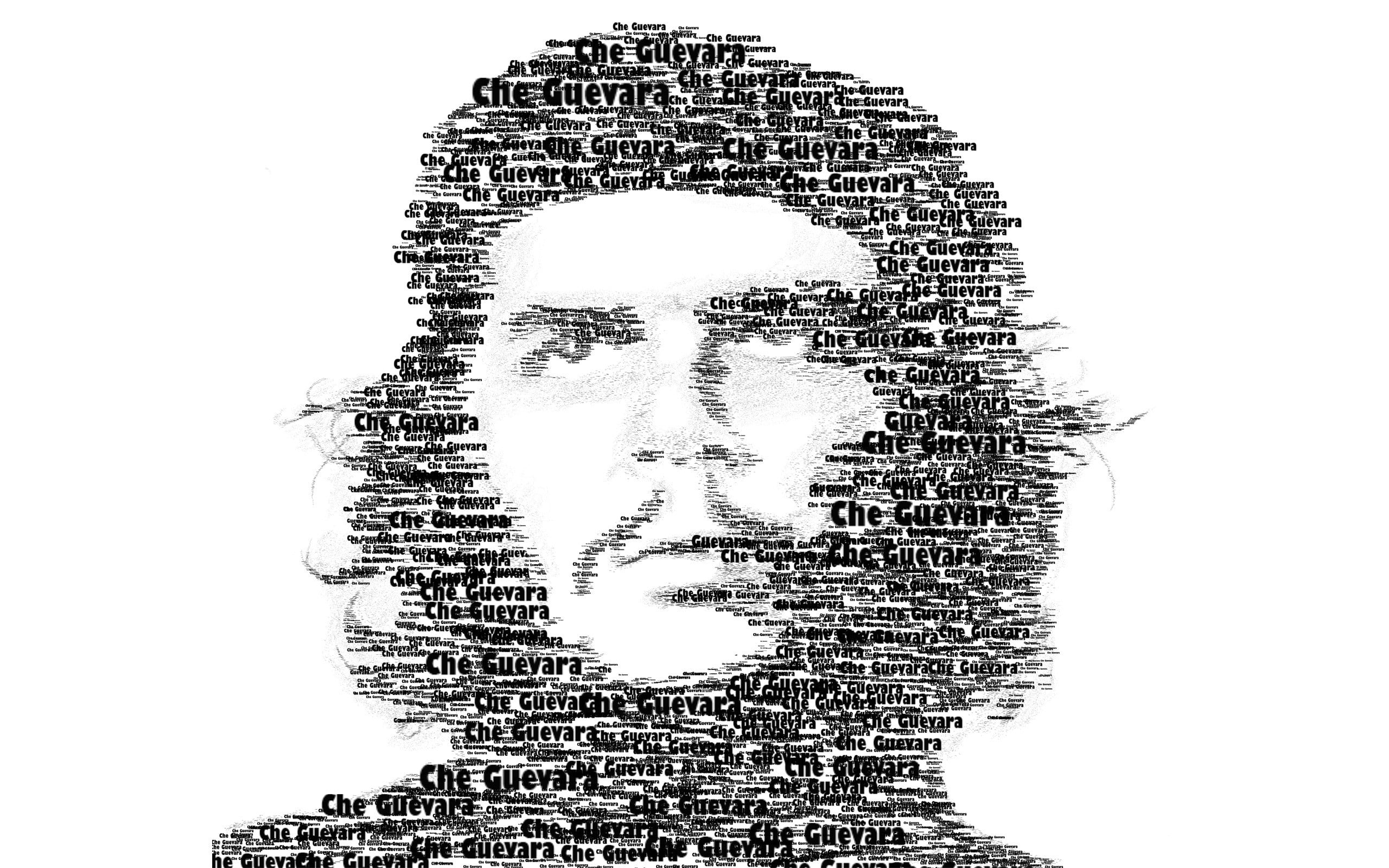 painting of man, Che Guevara, revolutionary, typographic portraits, typography