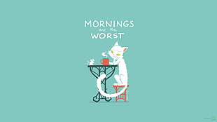 cat illustration with text overlay, morning, minimalism, cat