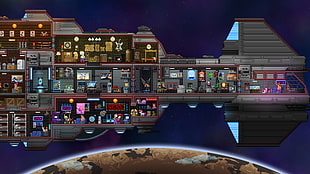 game application screenshot, Starbound, ship, spaceship, space
