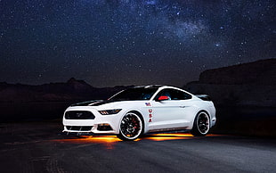 white Ford Mustang 5th gen., Ford Mustang GT Apollo Edition, car, muscle cars HD wallpaper