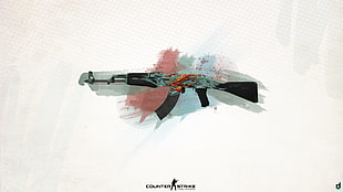black assault rifle illustration, Counter-Strike: Global Offensive, Counter-Strike, assault rifle, AKM HD wallpaper