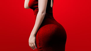 women's red bodycon dress HD wallpaper