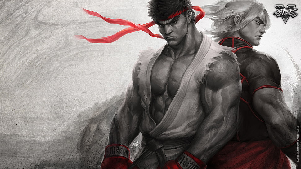 Street Fighter V Ryu and Ken digital wallpaper HD wallpaper