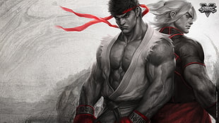 Street Fighter V Ryu and Ken digital wallpaper