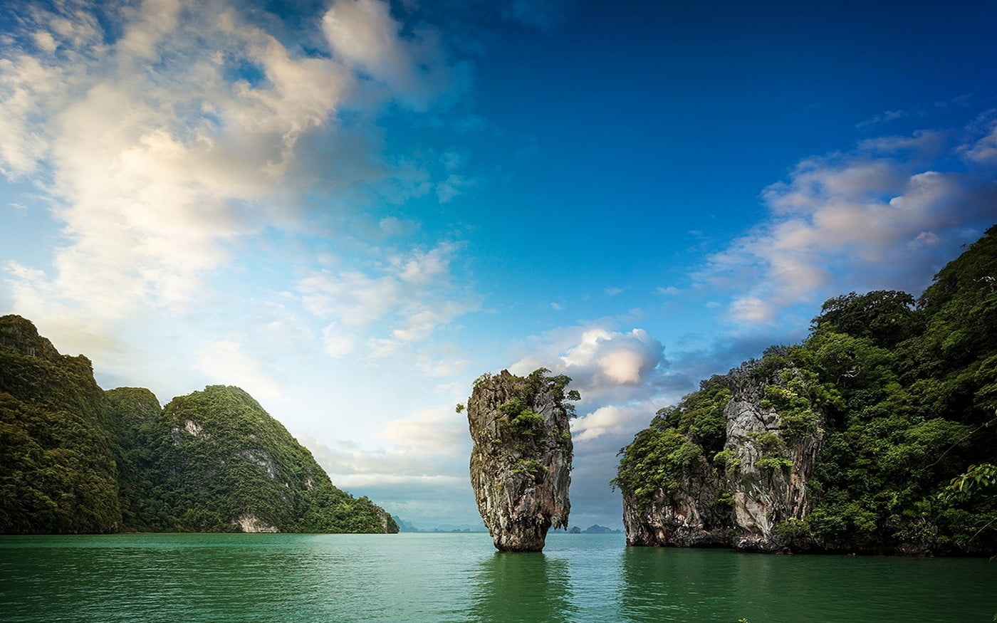 mountains, landscape, nature, sea, island