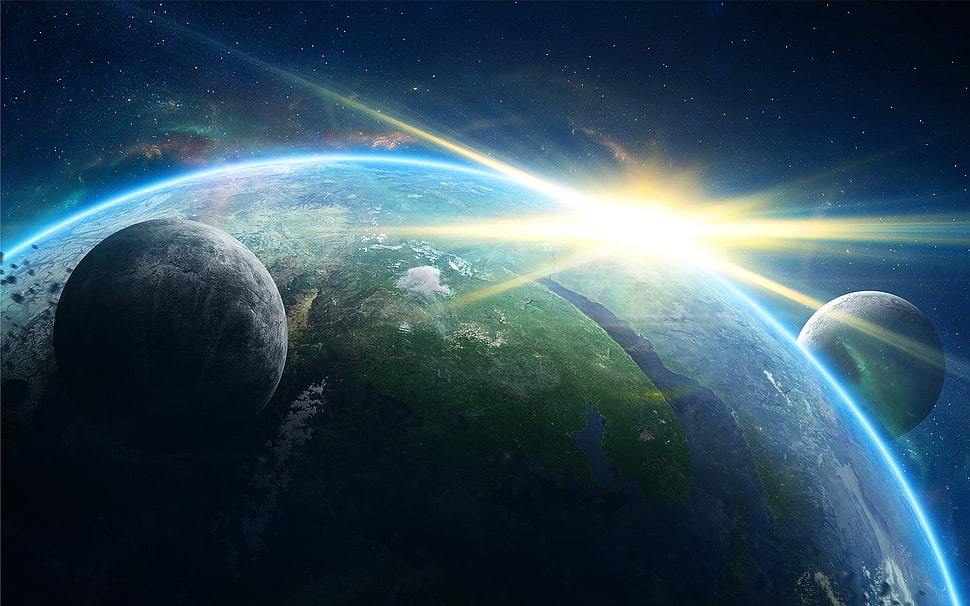 Earth illustration, space, artwork, planet, digital art HD wallpaper