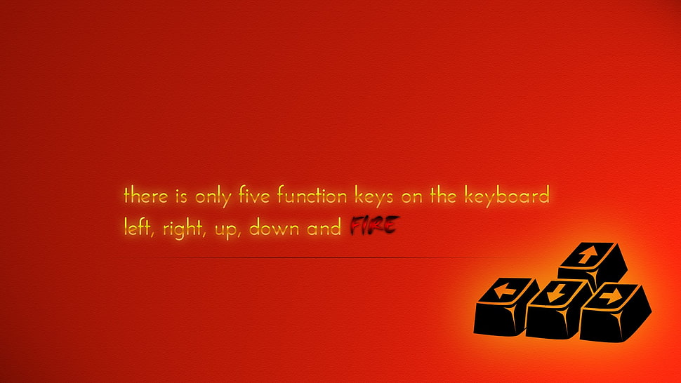 arrow keys illustration with text overlay, computer, keyboards, video games HD wallpaper