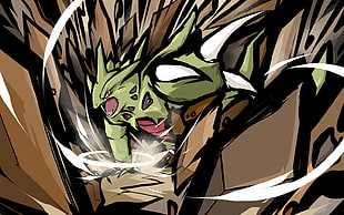 brown and green dragon illustration, ishmam, Pokémon, Mega Tyranitar, Tyranitar
