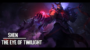 Shen The Eye of Twilight League of Legends illustration with text overlay, Shen, Shen (League of Legends), League of Legends, The Eye of twilight HD wallpaper