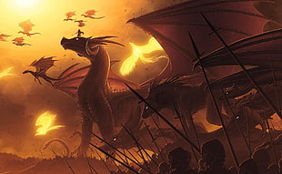 dragon game illustration HD wallpaper