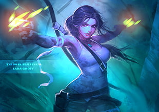Tomb Raider Lara Croft illustration, Tomb Raider, archer, hair bows, hunter
