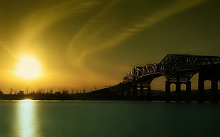 suspension bridge during sunset