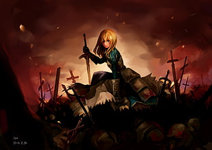 black and green motocross dirt bike, Fate/Zero, warrior HD wallpaper