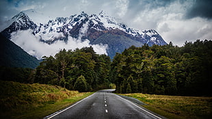 gray concrete roadway, HDR, nature, landscape, mountains