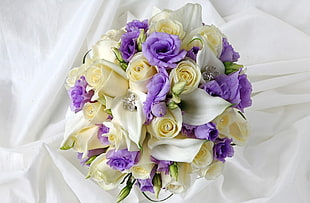 yellow and purple flower bouquet