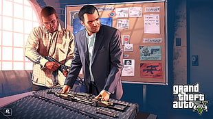 Grand Theft Auto V wallpaper, Grand Theft Auto V, Rockstar Games, video game characters HD wallpaper