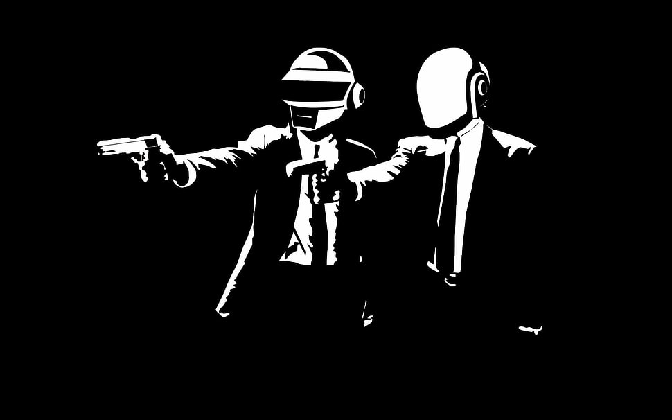 two person holding pistol digital wallpaper, Daft Punk, Pulp Fiction, Pulp Fiction (parody), music HD wallpaper