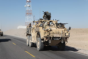 brown military vehicle