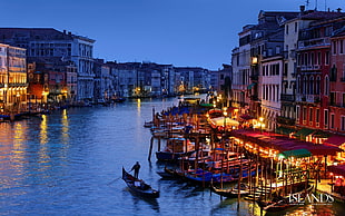 black rowboat, Italy, landscape, Venice, boat