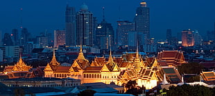 lit structures in city, Thailand, Thai, city, Bangkok HD wallpaper