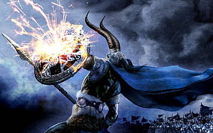 animated warrior holding shield illustration, music, metal music, Amon Amarth, Vikings HD wallpaper