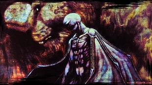 man with purple wings painting, Kentaro Miura, Berserk, Griffith, Zodd HD wallpaper