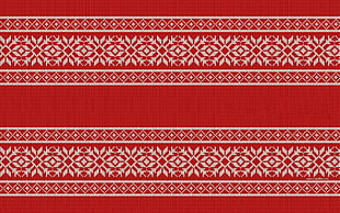 white and red Aztec textile