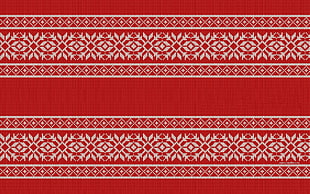 white and red Aztec textile