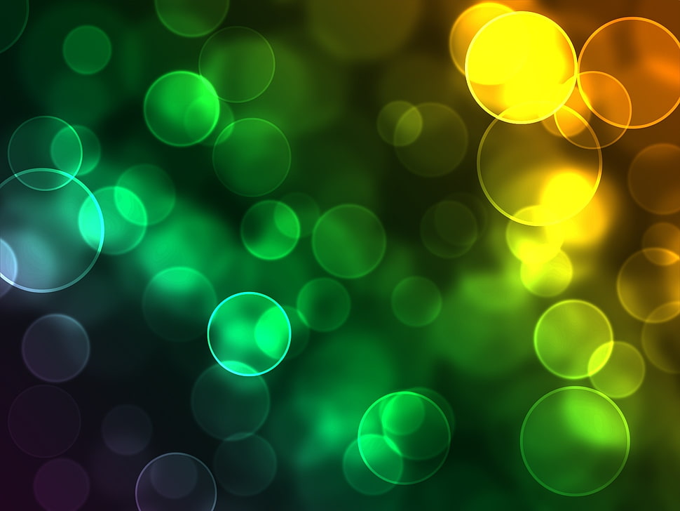 green and yellow light particles HD wallpaper