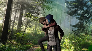 people in forest during daytime illustration, Life Is Strange, Chloe Price, Max Caulfield