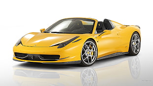 yellow converible coupe, Ferrari 458, supercars, car