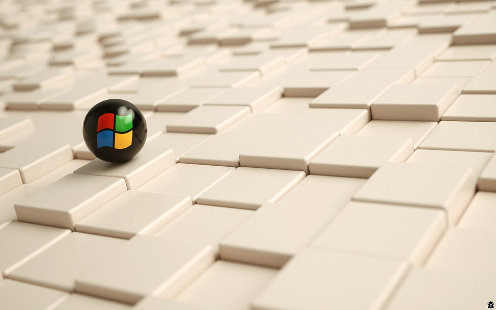windows logo ball in white surface HD wallpaper