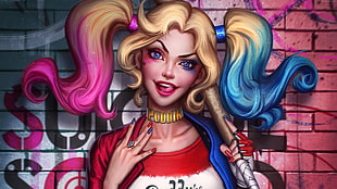 Harley Quinn graphic art HD wallpaper