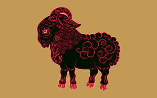 pink and black Aries Ram illustration
