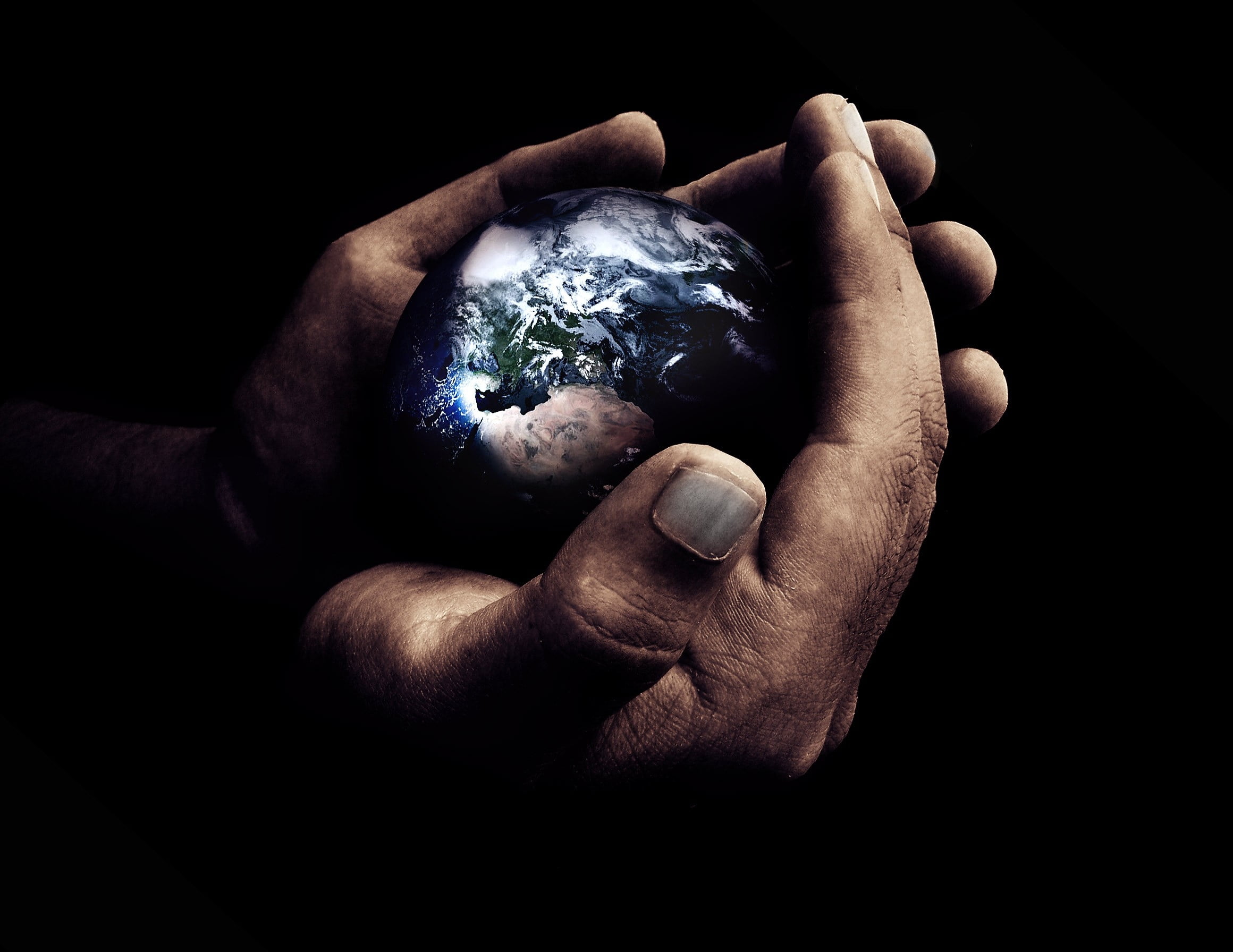 hand holding earth illustration