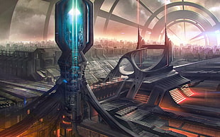 futuristic city digital artwork, science fiction, futuristic city, futuristic HD wallpaper
